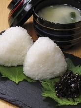 Rice ball (with miso soup)