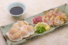 Locally raised chicken sashimi