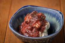 Cream cheese topped with "shuto"