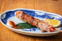 Shrimp rolled with pork and shiso