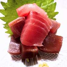 Tuna cut into chunks