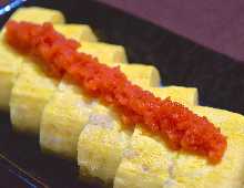 Japanese-style rolled omelet with marinated cod roe