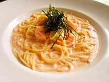 Pasta with mentaiko (marinated cod roe) cream sauce