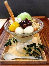 Matcha red bean parfait