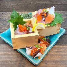 Spilled seafood sashimi