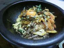 Stone grilled seafood bibimbap