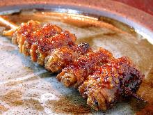 Chicken skin skewer