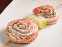 Pork rolled with shiso leaf