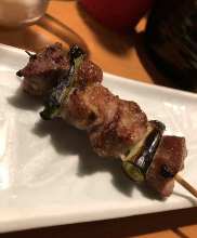 Grilled pork cheek skewer