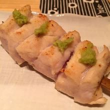 Chicken tenderloin skewer with wasabi