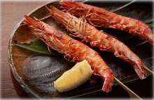 Salted and grilled Japanese tiger prawn