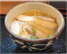 Nikusoba (meat on soba noodles)