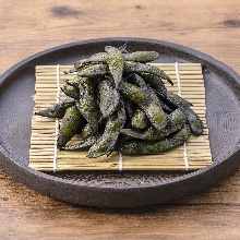 Charcoal grilled edamame