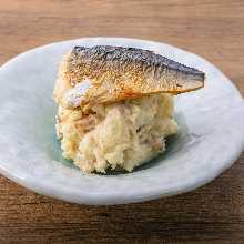 Grilled mackerel and smoked potato salad