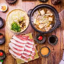 Pork and Japanese leek shabu-shabu