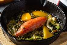 Marinated code roe and garlic ajillo