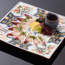 Live thread-sail filefish sashimi