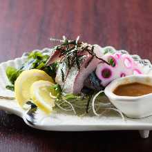 Live mackerel sashimi