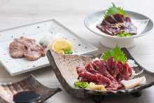 Horse liver sashimi