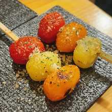 Grilled cherry tomato skewer