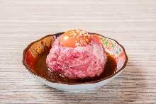 Premium rare Wagyu beef tartare