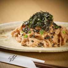 Pasta with mentaiko (marinated cod roe) cream sauce