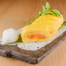 Japanese-style rolled omelet with marinated cod roe