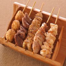 Assorted grilled chicken skewers