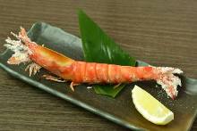 Salted and grilled Japanese tiger prawn