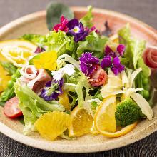 Seasonal vegetable salad with citrus dressing