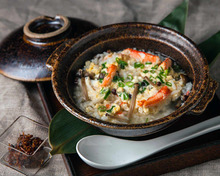 Crab rice soup