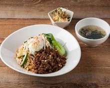 Chinese noodles mixed with Chinese sesame paste and chili oil