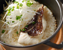 Minced sea bream and rice