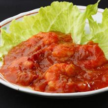 Stir-fried shrimp in chili sauce