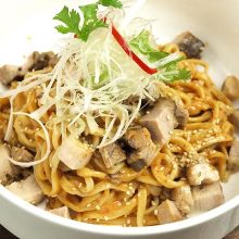 Chinese noodles mixed with Chinese sesame paste and chili oil