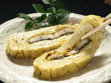 Wrapped omelet with eel