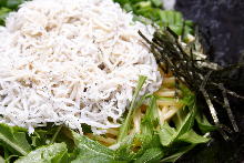 Pasta with boiled whitebait