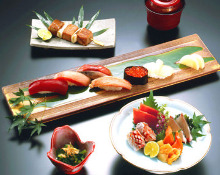 Nigiri sushi and sashimi set