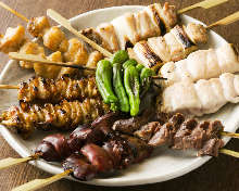 Assorted grilled chicken skewers