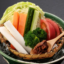 Seasonal vegetables with a unique miso sauce, contrived by a sumo wrestler