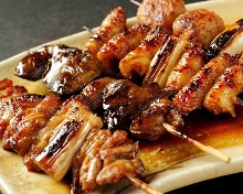 Assorted grilled chicken skewers