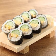 Conger eel and cucumber sushi rolls