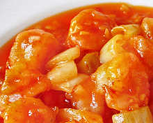 Large shrimp with chili sauce