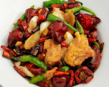 Stir-fried chicken with red pepper