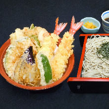 Tempura rice bowl and soba meal set