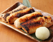 Grilled fatty salmon belly