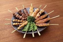 Assorted grilled chicken skewers, 5 kinds
