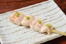 Chicken tenderloin skewer with wasabi