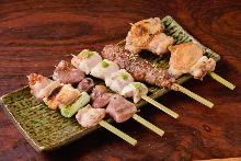 Assorted grilled chicken skewers, 5 kinds