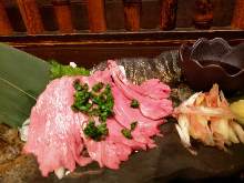 Slow-cooked beef heart sashimi